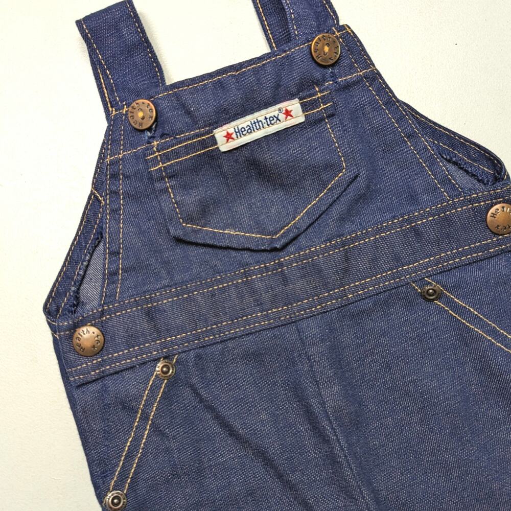 Vintage Healthtex Overalls Baby Size 6m Dark Wash Lightweight Denim - Picture 2 of 4
